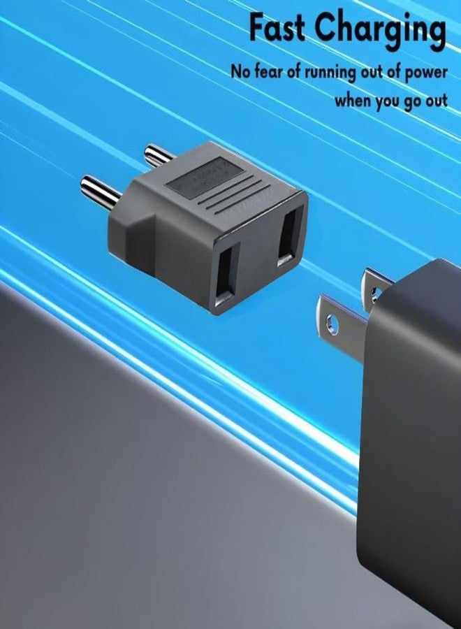 VAYINATO® 2 Pin Plug Socket Adaptor (Flat Plug) China, Thailand, Europe, Taiwan, Japan, Italy, Korea and Indonesia to India by Petzlifeworld (2 Pcs-Black) - Image 2